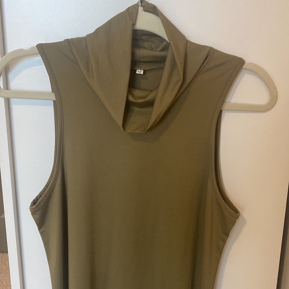 NWOT Olive Green Turtleneck Sleeveless Dress - Picture 3 of 4